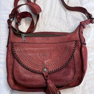 Patricia Nash Burgundy Leather Crossbody Bag